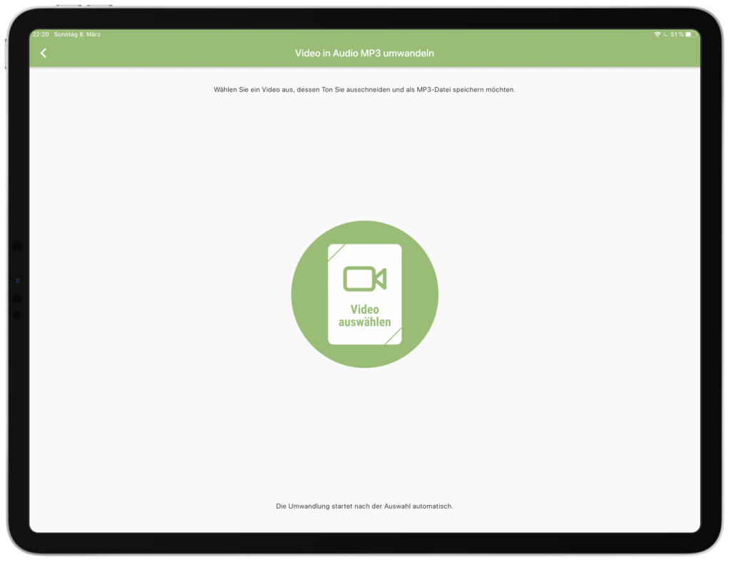 Speichern Sie die Tonspur eines Videos als MP3 Audio Datei.